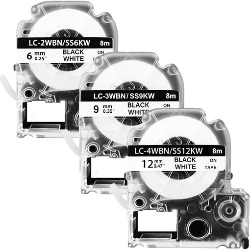 6mm9mm12mmテプラテープ白互換品キングジムテプラPROSS6KSS9KSS12Kテープカートリッジてぷらセット画像