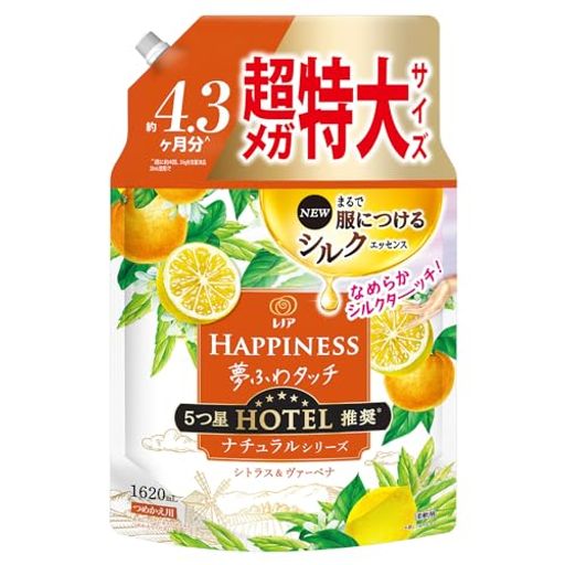 レノアハピネス夢ふわ膚ざわり延性のある剤ナチュラルシリーズシトラス\u0026ヴァーベナ詰め替え1620ML[大収容能力] 日用品雑貨・文房具・手芸-洗剤・柔軟剤・クリーナー