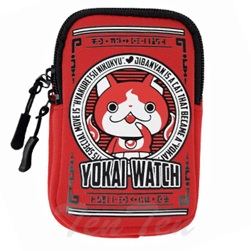 妖怪ウォッチ グッズ カラビナ付きモバイルポーチ レッド 【即納品】 妖怪 ウォッチ ジバニャン ポーチ ケース カラビナ 赤画像