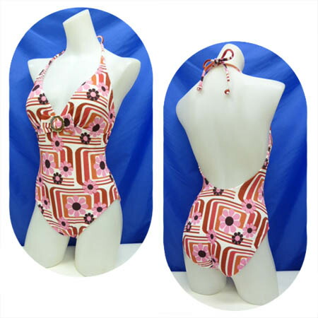 水着 レディース 送料無料 9m ワンピース Vienoble セクシー 体型カバー ホルターネック 大人っぽい パイル地 花柄 ピンク 赤 9号 Amedf Com Br