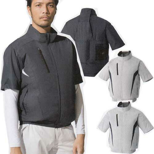空調ウェア 服単体 チタン加工半袖ブルゾン KF100 M～5L サンエス 空調風神服 アタックベース