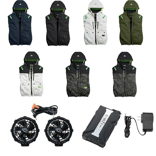 空調ウェア シンメン ハイポジフードベストと20Vファンバッテリーのセット 05662+SA-126 S~3L S-AIR|テンテンの森