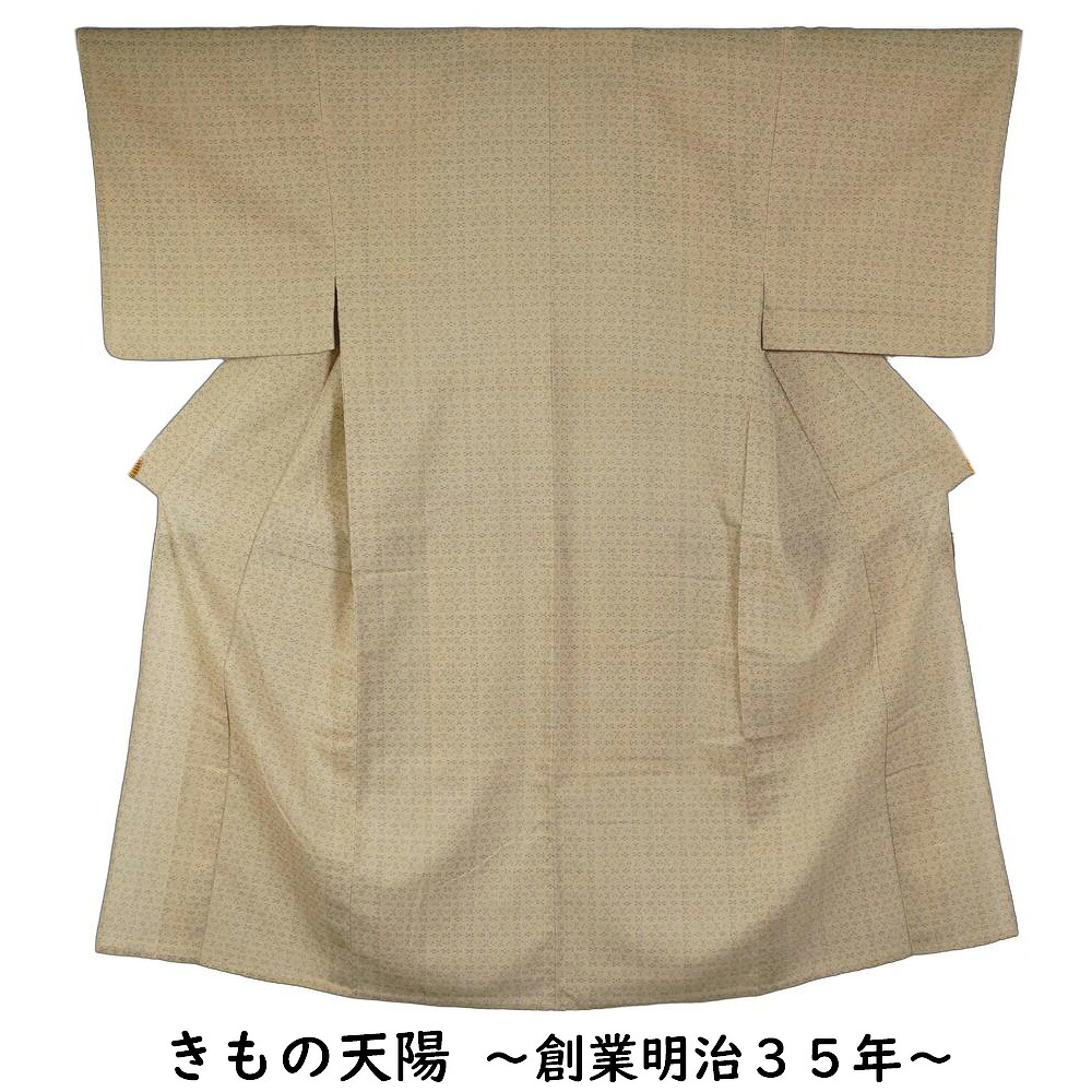 男着物 ちぢみの着物 幾何学絣模様 枯野色系 正絹 メンズ 夏着物 Mサイズ 紗紬 【送料無料 中古 男性 浴衣 男 夏 着物 リサイクル 男物 リサイクル着物 メンズ 浴衣 メンズ着物 和服 アウトレット ちぢみ 紗 紬 縮み】|きもの天陽