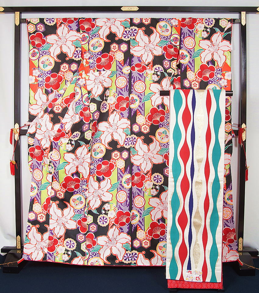 tenyou: Long-sleeved kimono coordinates three points set + discount