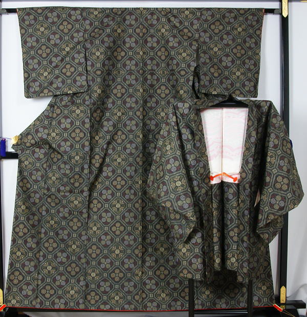 アンティーク村山大島紬 正絹 スモールサイズ 華紋絣 着物 MT