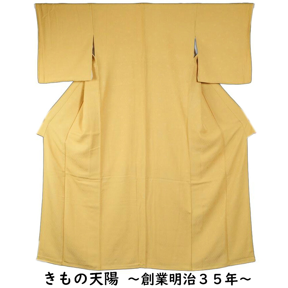 色無地 未使用品 網代に桜花模様 家紋無し Mサイズ 無地 ちりめん 【送料無料 色無地 中古 リサイクル着物 色無地 着物 色無地 紋 色無地 正絹 リサイクル色無地 初釜 お茶 お茶会 紋意匠】