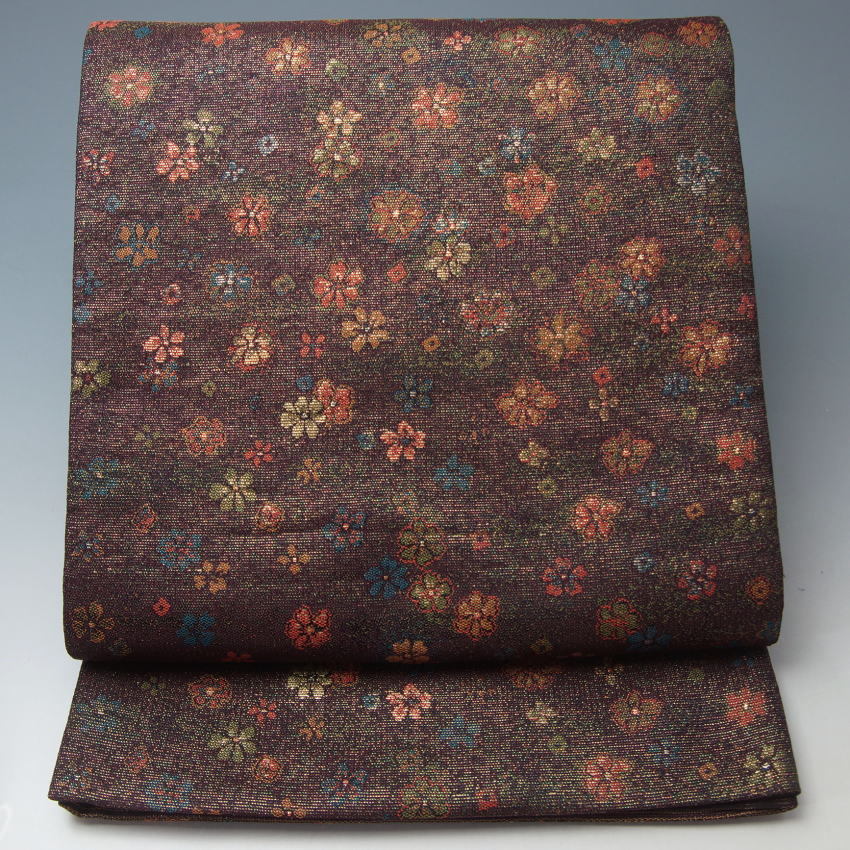 辻ヶ花　袋帯　ブラウン 正絹 新品・未仕立て品 辻が花 袋帯 -お太鼓-