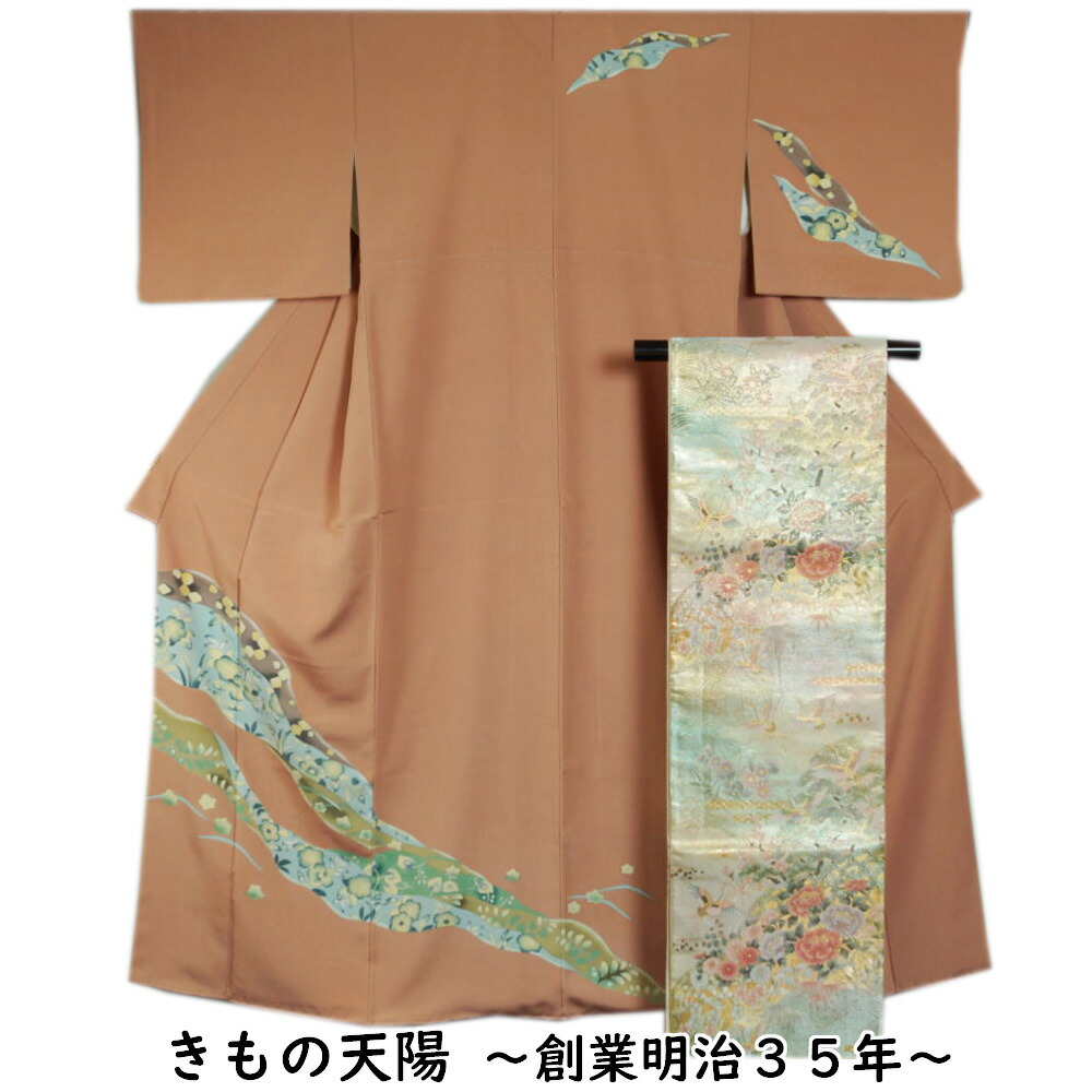 【ポイント5倍!お買物M中】 リサイクル着物 着物セット 付下げ訪問着・袋帯 2点 セット 道長に辻が花模様 Mサイズ 【送料無料 中古 辻ヶ花 付下げ 訪問着 リサイクル着物 正絹 着物 和服 呉服 訪問着 購入 販売 結婚式 パーティ 発表会】
