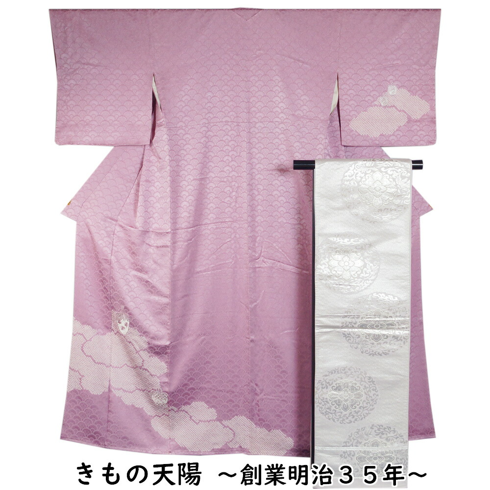 楽天市場】着物セット 付下げ訪問着・袋帯 2点 セット 百花模様 裄長