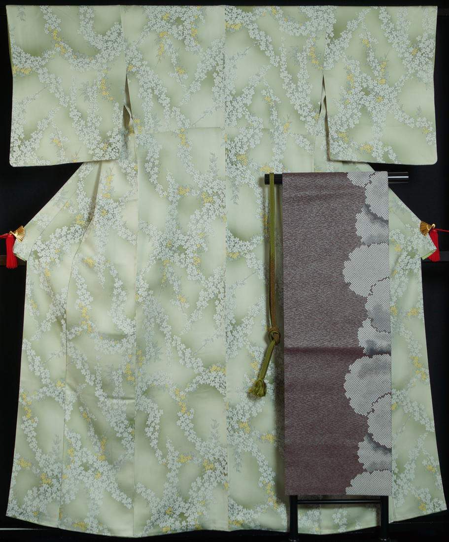 楽天市場】着物セット 小紋・名古屋帯 2点 セット 羽ばたく鳥模様 小紋