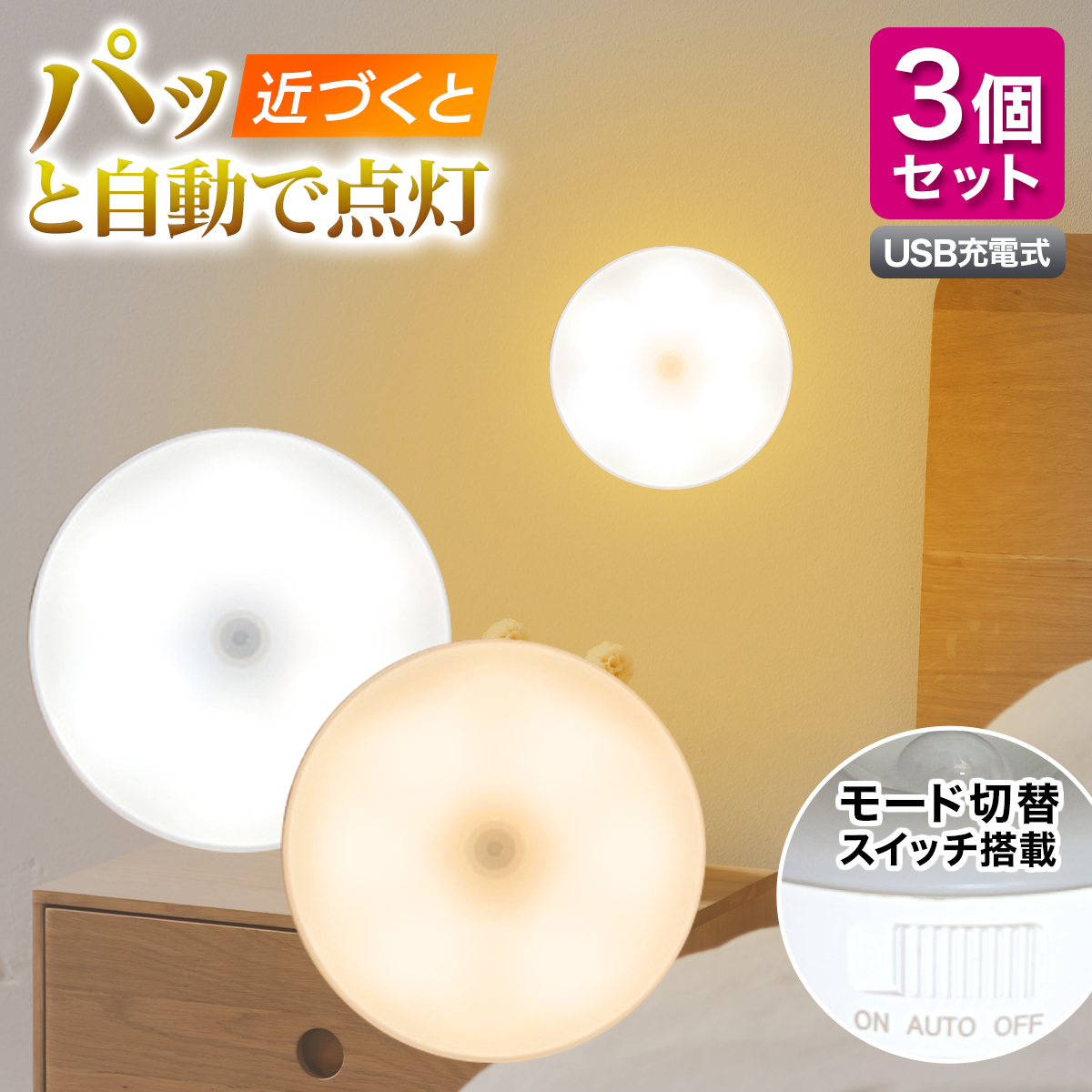 15日限定 P10倍！／1000円ポッキリ センサーライト 防災 停電 LED