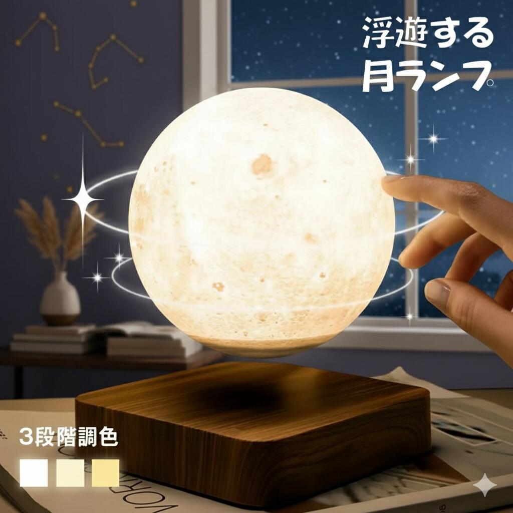 【電磁浮かびあがる】 月点火装置 浮く 速見表照明ランプ 3D月あかり 月照明ランプ 今めかしい タッチライト お座敷点火装置 室内装飾点火装置 16色切り替え 3色 佇まい点火装置 ナイト爵点火装置 間接的な行動点火装置 回転させる 羅針盤 ほっつき歩く 月 点火装置 14珊
