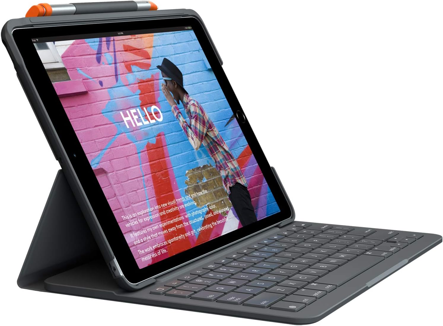 ● Logicool iPad 10.2 インチ 対応 キーボード一体型 iK1055BK グラファイト SLIM FOLIO 薄型 Bluetooth ケース ロジクール