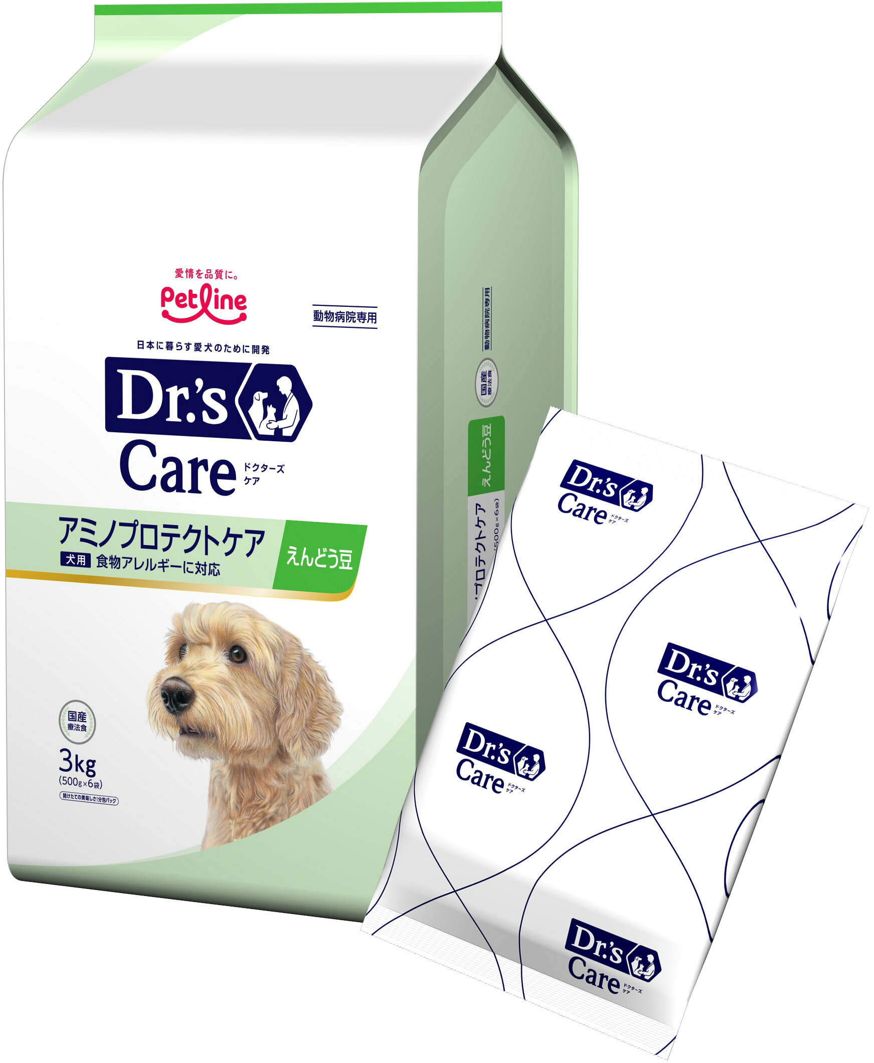 ★ Dr's CARE 犬用 アミノプロテクトケア えんどう豆 ドライタイプ 3kg(500g×6袋) ドクターズケア【北海道・沖縄・離島配送不可】