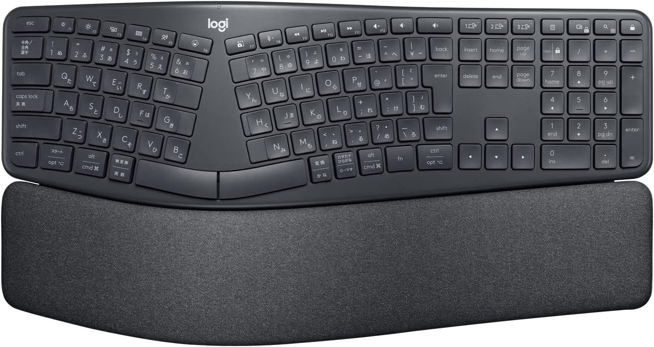 ● Logicool ERGO K860B for Business エルゴノミック スプリット キーボード bluetooth logi bolt Unifying非対応 Windows Mac Chrome iPad iOS Android ワイヤレスキーボード ワイヤレス 無線 パームレスト グラファイト ロジクール｜大阪寺田や
