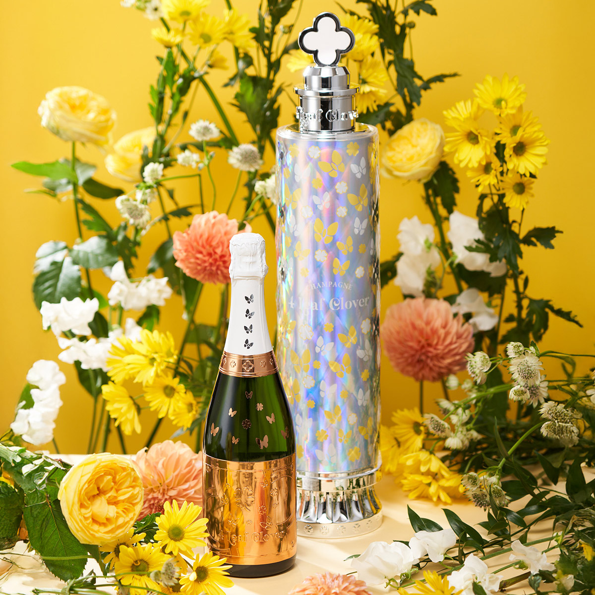 【送料無料】4リーフクローバー ブリュット（ケース付セット） 750ml 高級シャンパン スパークリングワイン 辛口 甘口 お酒 酒 ギフト　四葉のクローバー よつば クローバー 箱付き BOX ギフトBOX