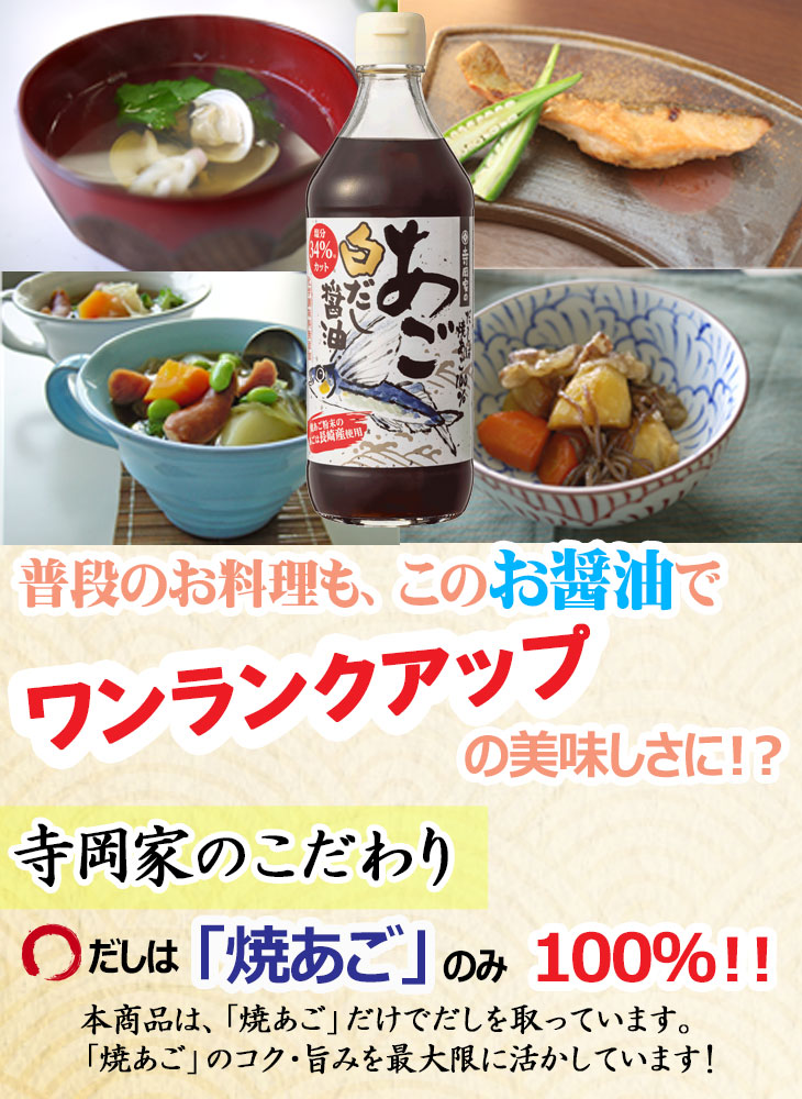 寺岡有機醸造 化学調味料 かけ醤油 だし だし醤油 ぽんず ぽん酢 めんつゆ 出汁 厳選素材 和風 国産 寺岡家のあご白だし醤油500ml 寺岡家の醤油  無添加 煮物 老舗 調味料 醤油だし 大人気新品 無添加