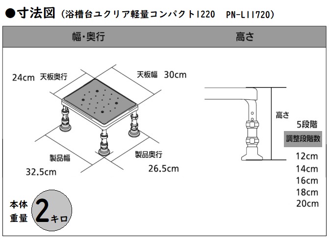 販売実績No.1 パナソニックエイジフリー 浴槽台 ユクリア 軽量コンパクト1220 高さ12〜20cm PN-L11720D A BR  arabxxnxx.com