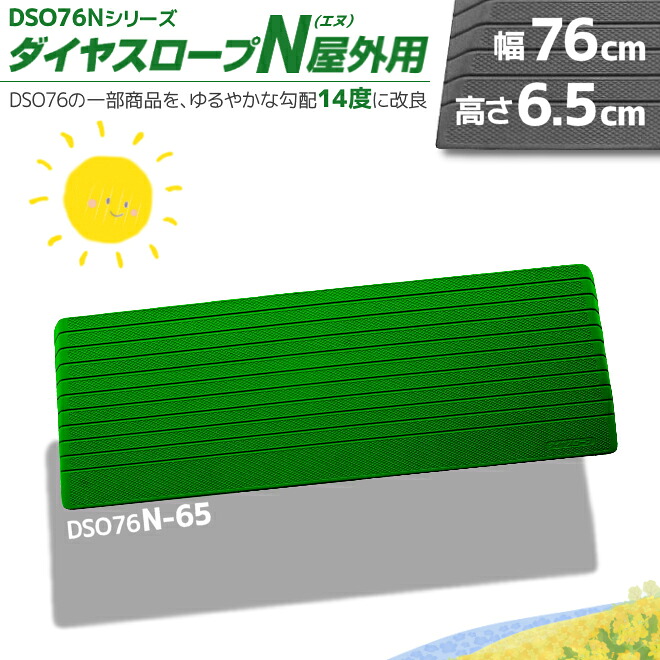 シンエイテクノ 屋外用 置くだけ 段差解消 ダイヤスロープN DSO76N-65 幅76cm/段差6.5cm用|てらすけ