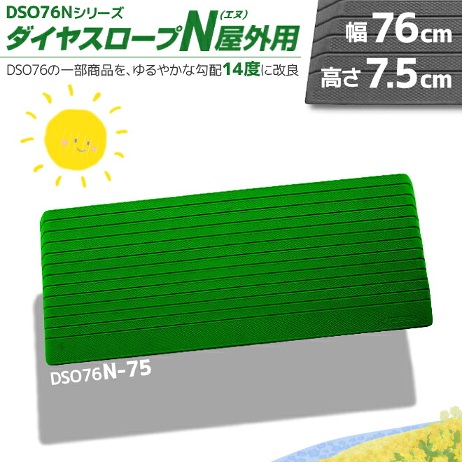 シンエイテクノ 屋外用 置くだけ 段差解消 ダイヤスロープN DSO76N-75 幅76cm/段差7.5cm用