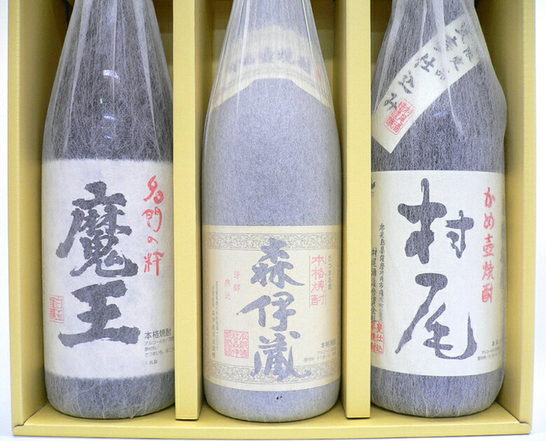 楽天市場 父の日ギフト 実用的 森伊蔵 村尾 魔王 極め付きの超プレミアム芋焼酎 ３ｍ 1800ml 3本 ギフトboxセット 誕生日プレゼント 内祝 お供 送料無料 酒食処 寺津屋