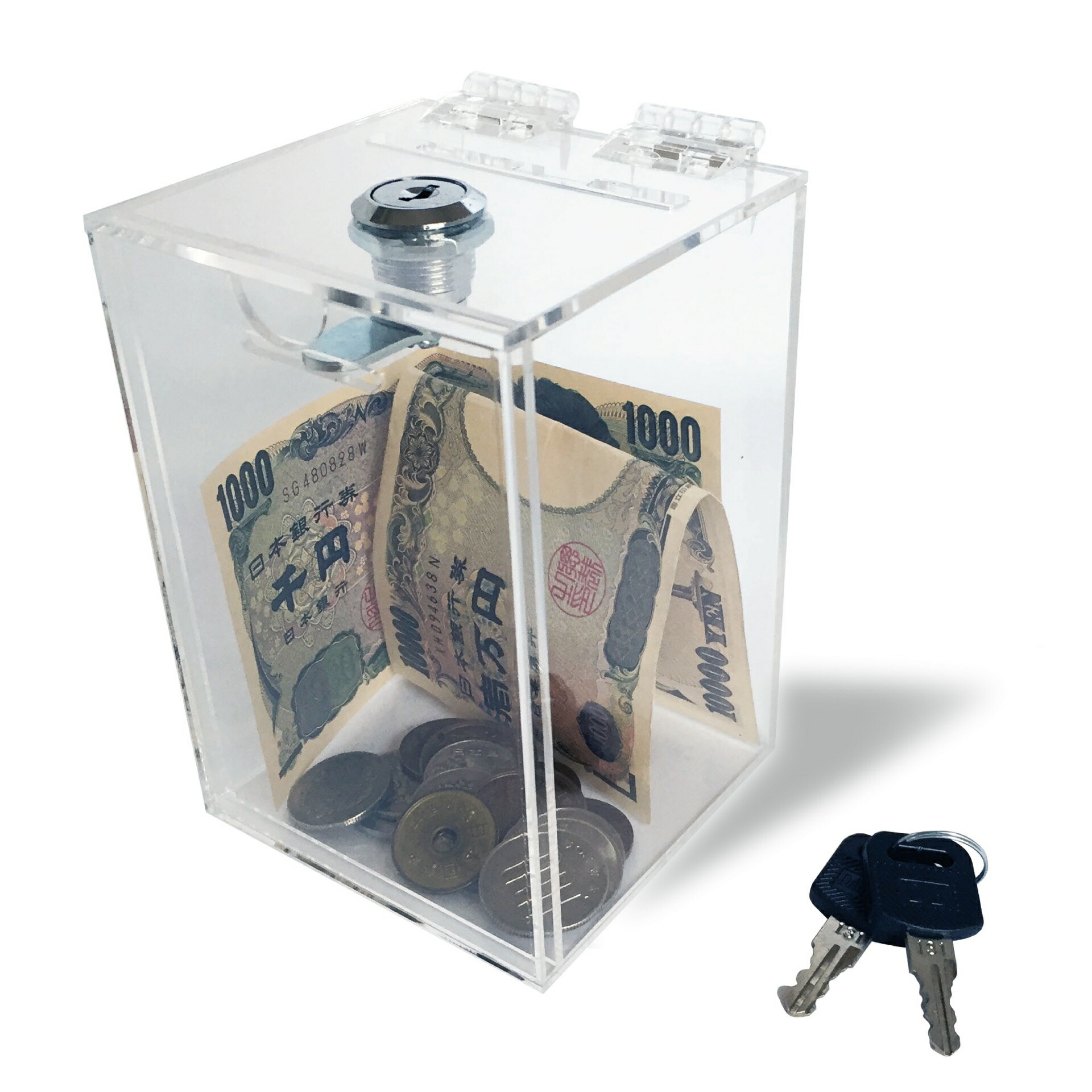 アクリルスライド募金箱 鍵付2本付き 3箱セット 楽天市場】スライド募金箱Lタイプ前面クリア/他白(不透明)/POP