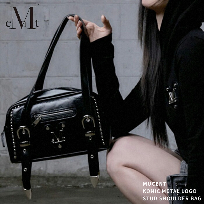 クーポン利用で16800円◆4/4-4/10まで 【送料無料】MUCENT ムセント / KONIC METAL LOGO STUD SHOULDER BAG