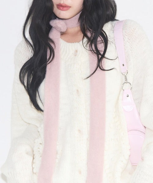 クーポン利用で4000円◆7/25-7/31限定SALE ▲【送料無料】ILLIGO FLEUR ANGORA MUFFLER 2WAY ブローチ付き チョーカー タイ アンゴラ マフラー 韓国ブランド レディース AT6254027 [M便 1/1]｜Outfitter lab 7,000円