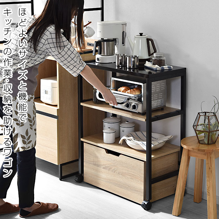 カウンターワゴン キャスター付き 耐熱 耐熱 レンジ台 キッチンラック 3段 引き出し付き 多機能 クーポン対象 キッチンワゴン キッチン収納棚 レンジ台 家電収納 作業台 収納ラック キッチンカウンター レンジラック 食器棚 ストッカー おしゃれ サイドテーブル デスク