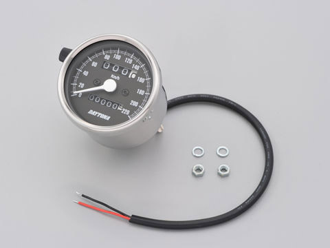 デイトナ(DAYTONA) 機械式スピードメーター φ60 220km/h ホワイトLED照明 ステンレスボディ/ブラックパネル 15634