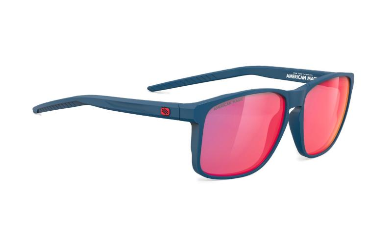[RUDYPROJECT] 黒眼鏡 OVERLAP 重なり アメリカン神通力 ブルーネイビーマットフレーム マルチレーザーレッドレンズ SP773847-C000 58粍