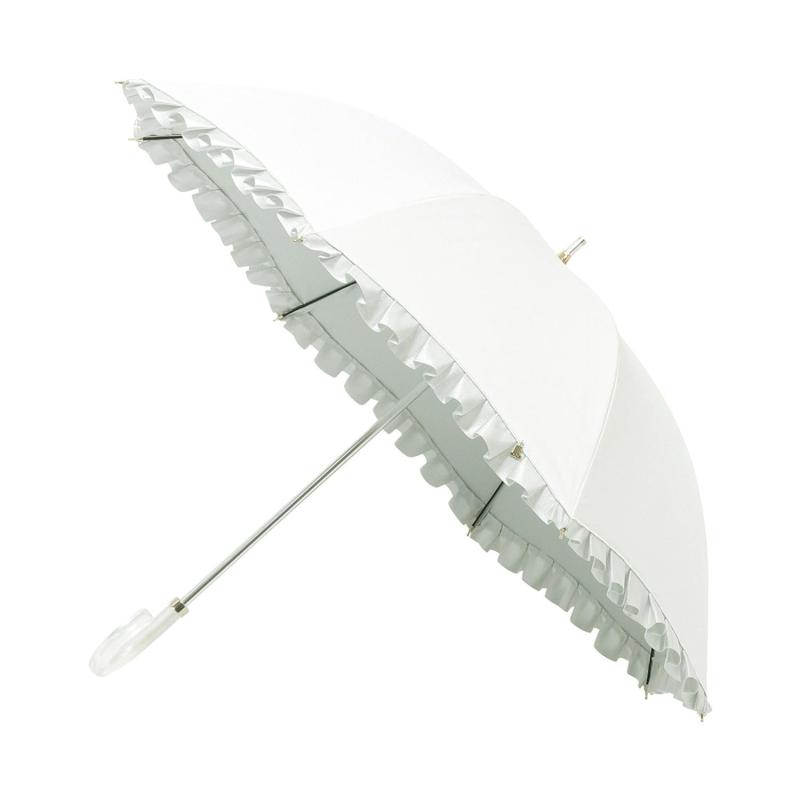 ムーンバット 【ランバン オン 青碧】 日がさ 長傘 晴雨兼用 とっ始め遮光 遮熱 UV シャイニーフリル 22-084-12079-06