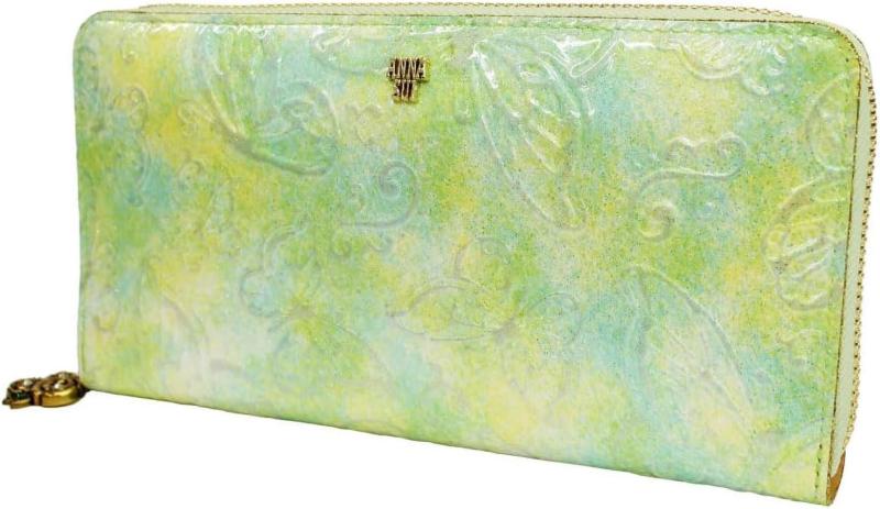 [ANNA SUI] [アナスイ] 長金入れ 蝶 ラウンドチャック レディース アンティーク調 エナメル 牛皮 パピオン
