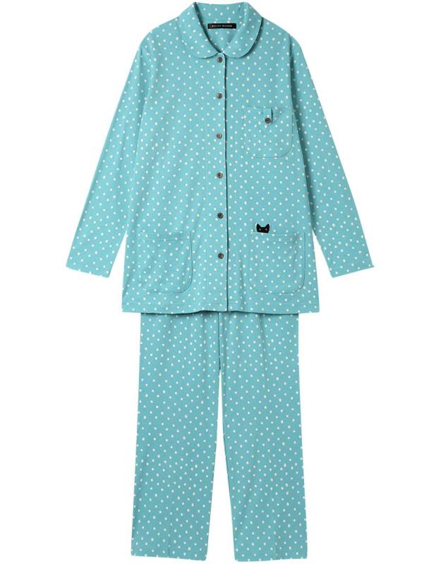 Wacoal RELAX＆SLEEP(ワコール 伸び伸びする\u0026amp;静止状態) アツコマタノ パジャマ長袖 長ズボン 綿100%(本体) スムース原料品 HDX564 ATSUKO MATANOレディース