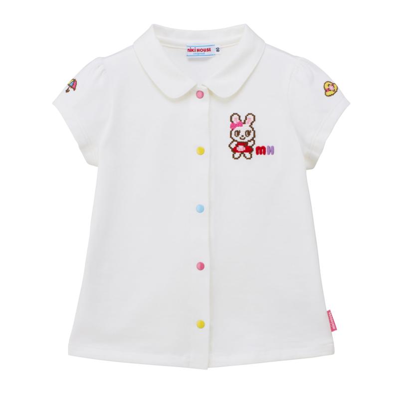 [ミキハウス] 半袖トップ 無地 うさぎ 日本製 綿100％ 御姉さん もの言う花 キッズ ベビー服 赤ちゃん服 12-5403-799