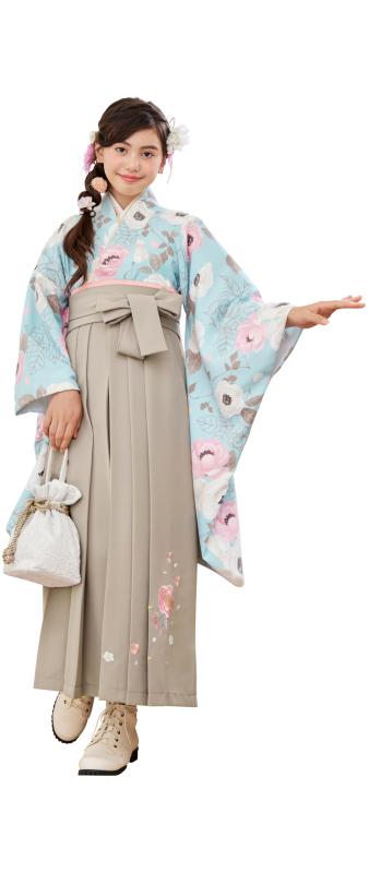 [アリサナ] 袴 小学生 書き割り 卒式 お嬢さん 着付け不必要 飾り気の無い (御召しもの+半襟付き添い人下着類+袴+帯枕付き添い人帯+腰紐の5点)