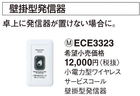 パナソニック ECE1708P 小電力型ワイヤレスコール 壁掛発信器