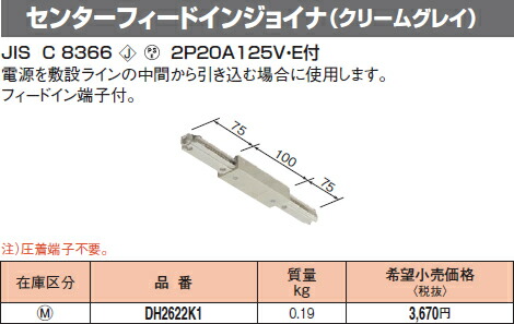 Panasonic センターフィードインジョイナ ケーブル横出し DH56161K :tr