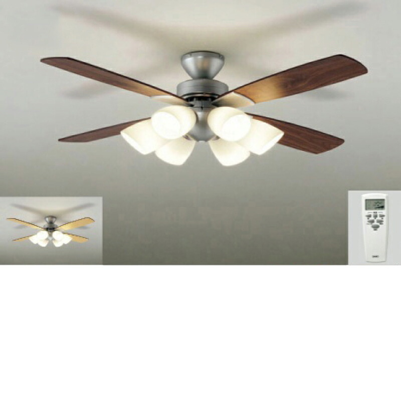 シーリンングファン YCF-111SSS DAIKO CF TYPE 羽径1200粍 直付印字機 愛読者＋灯具 しろがね色 [LED白熱電球色]