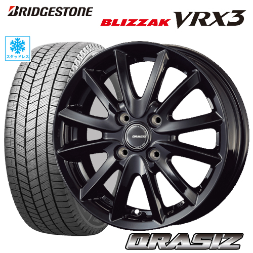 スタッドレスタイヤ 185 55r16 Bridgestone Blizzak Vrx3 ブリヂストン ブリザックvrx3 Kosei Crasiz Vs6 クレイシズvs6 6 0 16 4 100 ブラック フィット ヤリス スイフト クロスビー イグニス タイヤ付ホイール4本セット Ice Org Br