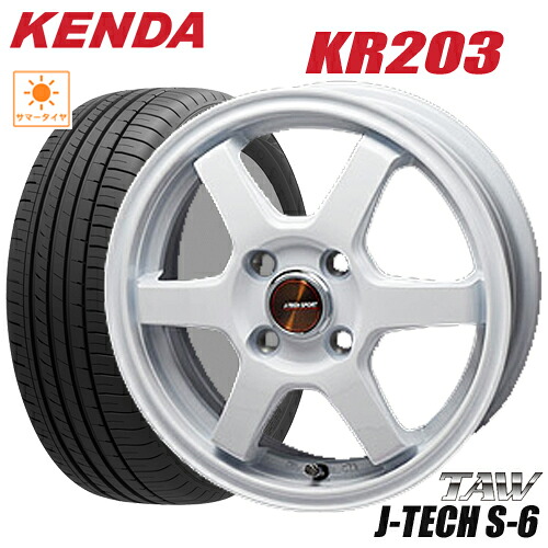 サマータイヤ 165/70R14 KENDA KR203 KENETICA ECO ケンダKR203 トライアルファ ジェイテックS-6 TAW J-TECH S-6 5.5-14 4/100 +38 ホワイト パッソ ヴィッツ アクア タイヤ付ホイール4本セット｜テリクスタイヤ 46,230円