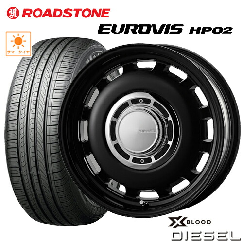 サマータイヤ 155/65R14 NEXEN ROADSTONE EUROVIS HP02 ネクセン ロードストーン ユーロビズHP02 COSMIC XBLOOD DIESEL コスミック クロスブラッド ディーゼル 4.5-14 4/100 +43 ブラック サクラ デイズ N-BOX スペーシア アルト タイヤ付ホイール4本セット｜テリクスタイヤ 55,380円