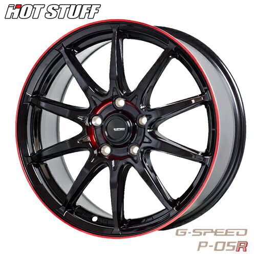 アルミホイール HOT STUFF G-SPEED P-05R 7.0-17 5/114 BK/RED C-HR セレナ CX-3 ヴェゼル ヤリスクロス カローラクロス 1本価格|テリクスタイヤ