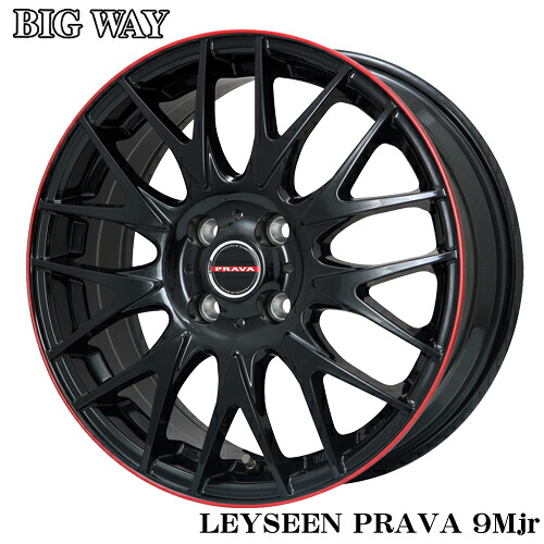 アルミホイール BIGWAY LEYSEEN PRAVA 9M Jr レイシーン プラバ9Mjr 6.5-16 4/100 グロスブラック/リムレッド ライズ ロッキー フィット フィットクロスター 1本価格|テリクスタイヤ