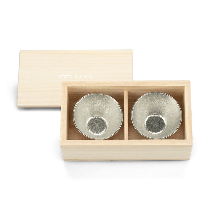【ラッキー7倍　チャンス】能作 酒器セット ぐい呑み 錫 2個セット 桐箱入 【和紙ラッピング】 正規代理店 北陸の工芸品 ギフト プレゼント 記念品 還暦祝い 退職祝い 引越し祝い 敬老の日 父の日