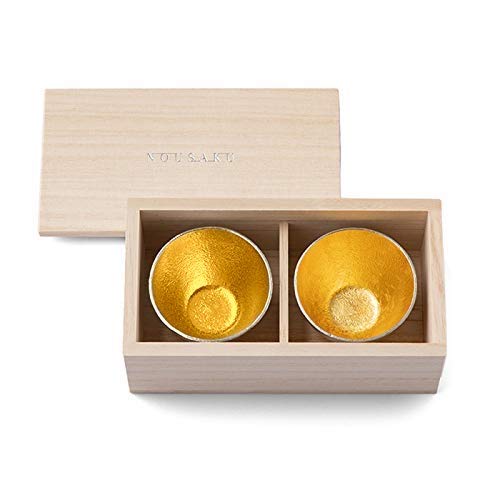 【ラッキー7倍　チャンス】能作 酒器セット ぐい呑み 金 ゴールド 2個セット 桐箱入 【和紙ラッピング】 正規代理店 北陸の工芸品 ギフト プレゼント 記念品 還暦祝い 退職祝い 引越し祝い 敬老の日 父の日