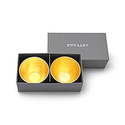 【ラッキー7倍　チャンス】能作 酒器セット ぐい呑み 金 ゴールド 2個セット 金箔 日本酒 徳利 おちょこ 酒器 【和紙ラッピング】 正規代理店 北陸の工芸品 ギフト プレゼント 記念品 還暦祝い 退職祝い 引越し祝い 敬老の日 父の日