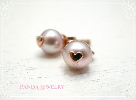 ラブリーハートのプチパールピアス（ピンクゴールドカラー） PANDA JEWELRY [ パンダジュエリー ]｜テソロ　店