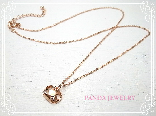 幸せのパンダ ネックレス ダイヤモンド 0.02ct シルバー925 (ピンクゴールドカラー) PANDA JEWELRY [ パンダジュエリー ] SV925