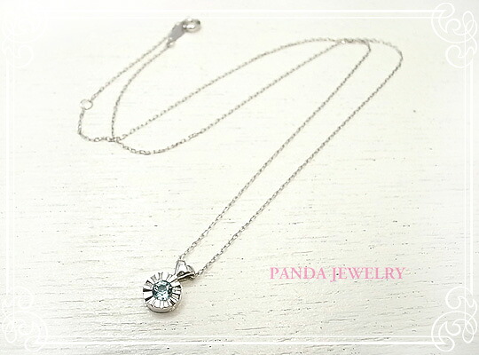 K10WGキラキラハートのネックレス（アクアマリン）ホワイトゴールド PANDA JEWELRY [ パンダジュエリー ]｜テソロ　店